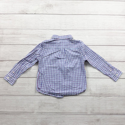 Vineyard Vines Toddler Boys Blue Pink Check Button Down Long Sleeve 3T