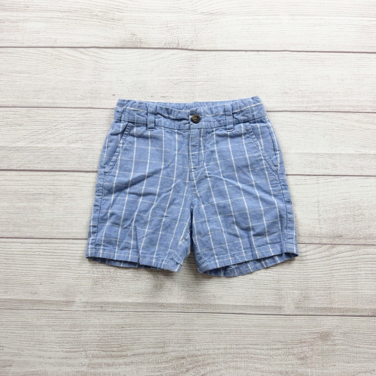 Janie And Jack Blue Striped Linen Blend Boys Shorts 4