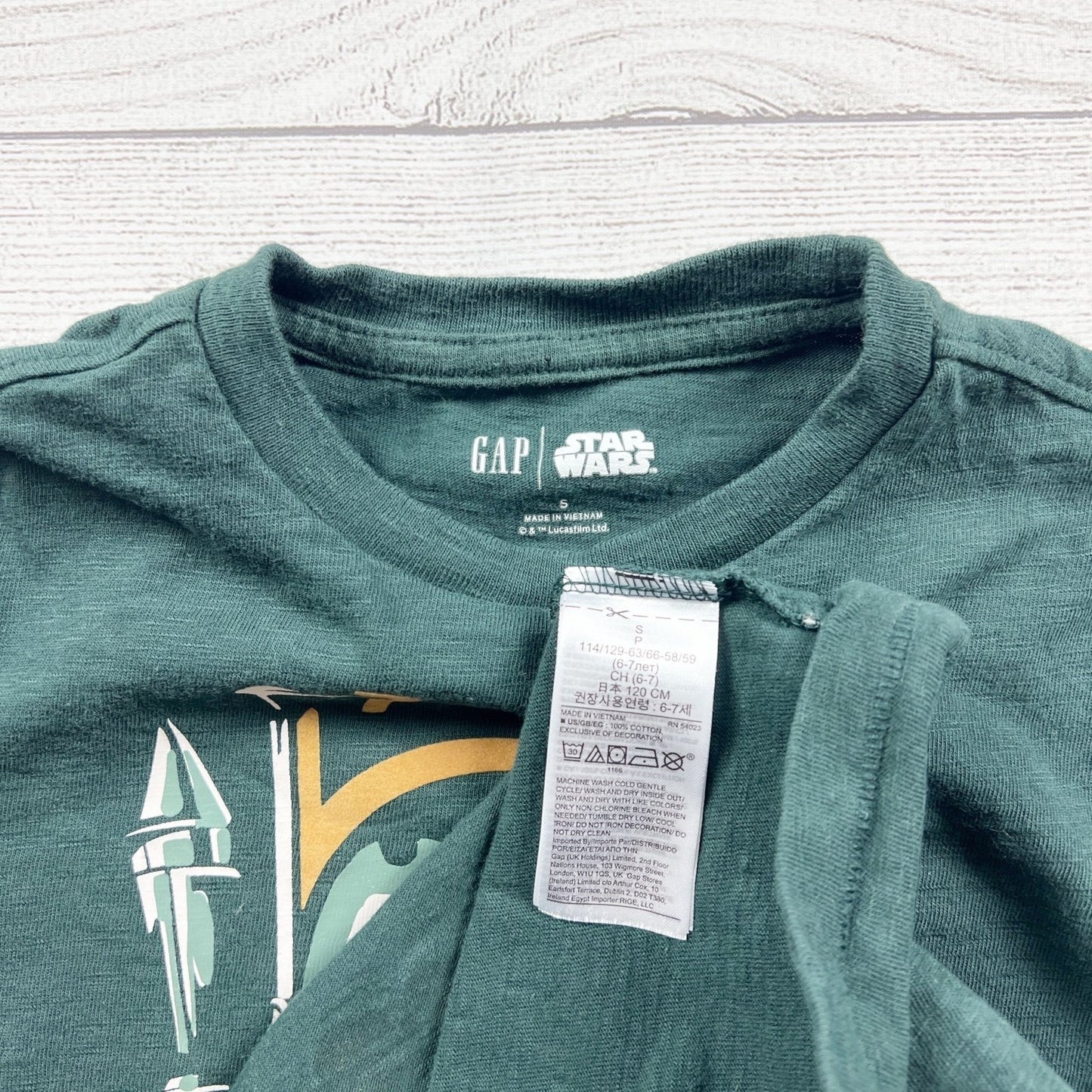 Gap Kids x Star Wars Boba Fett T-Shirt Graphic Tee Short Sleeve S 6-7