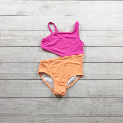 Cat & Jack Girls Colorblock One Piece Swimsuit Pink Peach Cutout M 8