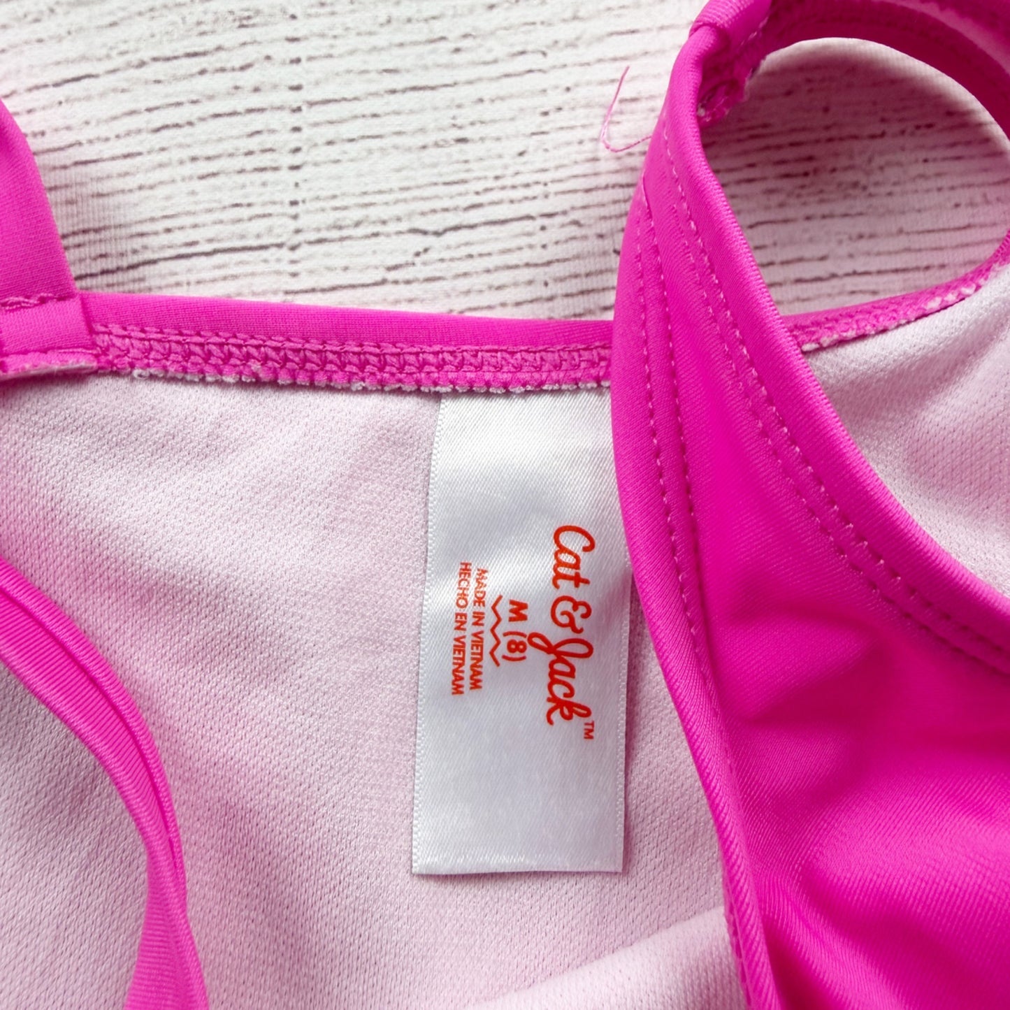 Cat & Jack Girls Colorblock One Piece Swimsuit Pink Peach Cutout M 8