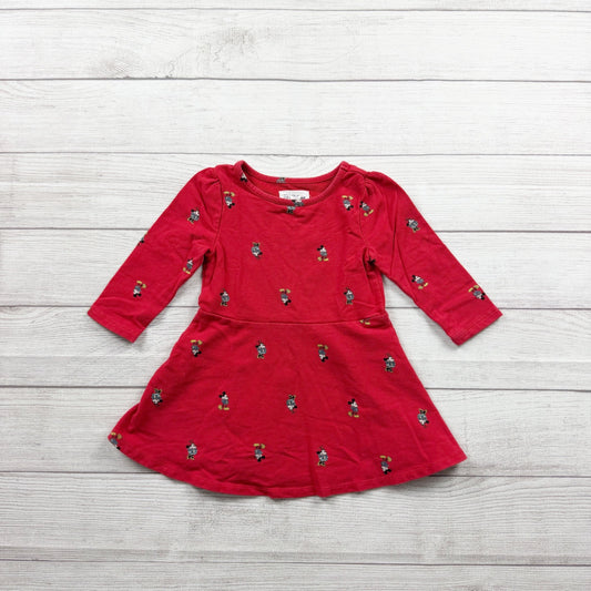 Baby Gap Disney Minnie Mouse Girls Dress Red Long Sleeve Fit & Flare Dress 2T