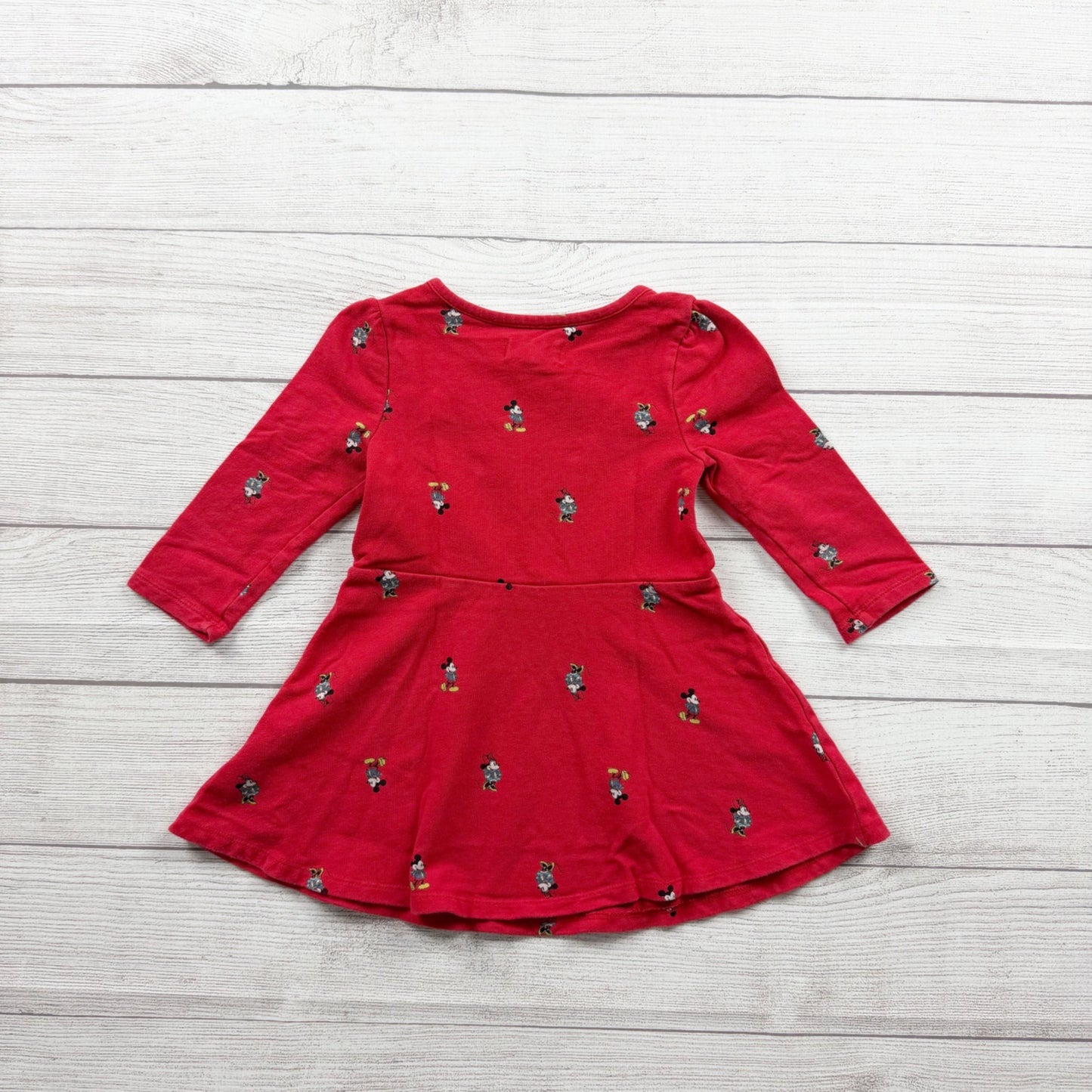 Baby Gap Disney Minnie Mouse Girls Dress Red Long Sleeve Fit & Flare Dress 2T