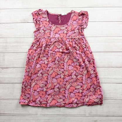 Gap Kids Floral Print Short Sleeve Dress Pink Purple Girls L 10
