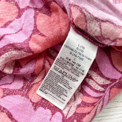 Gap Kids Floral Print Short Sleeve Dress Pink Purple Girls L 10