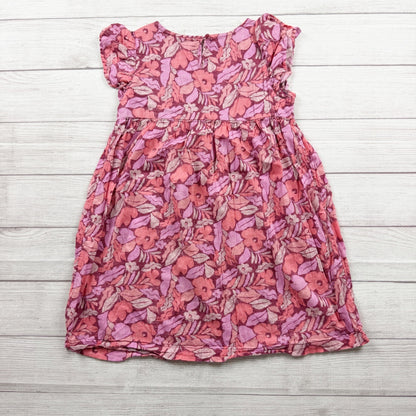 Gap Kids Floral Print Short Sleeve Dress Pink Purple Girls L 10