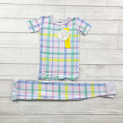 Kiki + Lulu Kids Bamboo Pajamas Set Pastel Plaid 2pc NWT 7-8