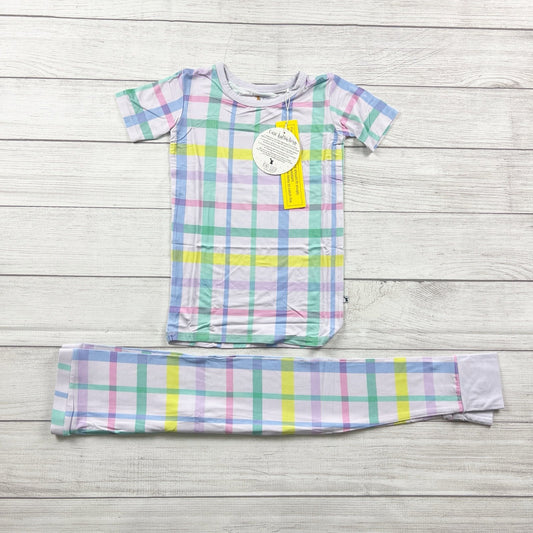 Kiki + Lulu Kids Bamboo Pajamas Set Pastel Plaid 2pc NWT 7-8