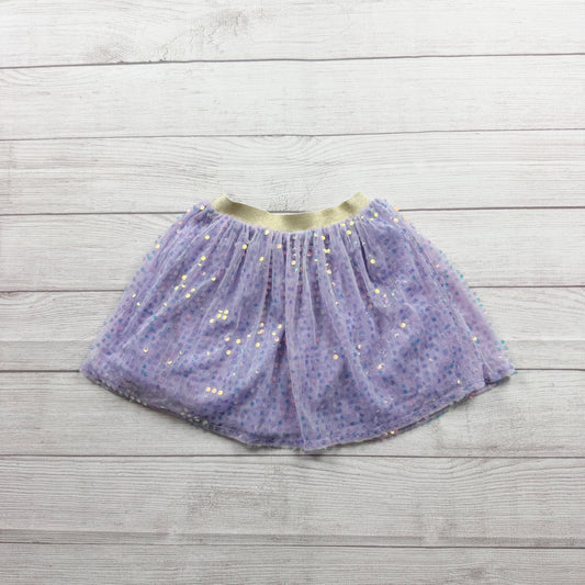 Eyeshadow Girls Purple Sequin Tulle Skirt Gold Elastic Waistband S 7-8