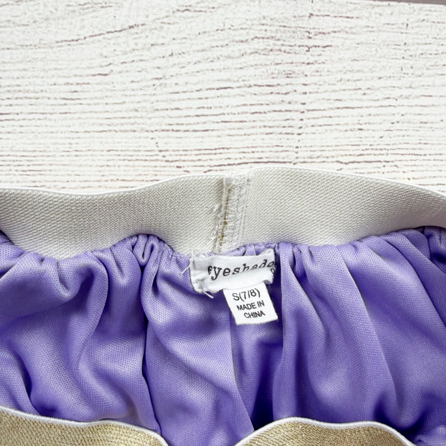 Eyeshadow Girls Purple Sequin Tulle Skirt Gold Elastic Waistband S 7-8