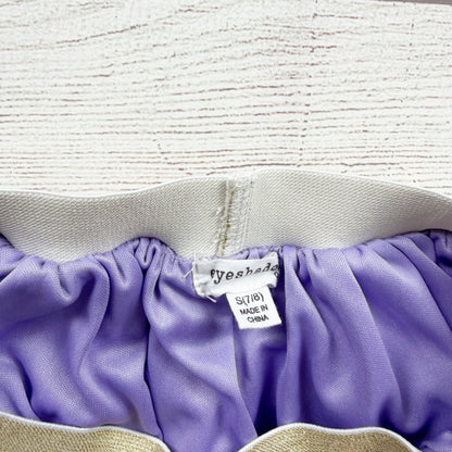 Eyeshadow Girls Purple Sequin Tulle Skirt Gold Elastic Waistband S 7-8
