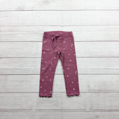 OshKosh Bgosh Toddler Girls Pink Heart Print Ribbed Knit Leggings 3T