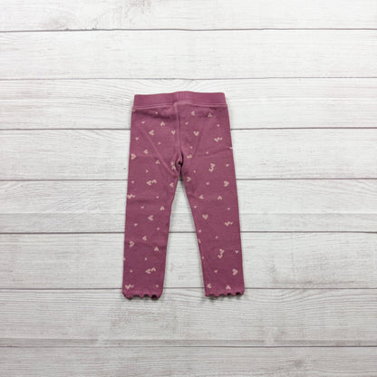 OshKosh Bgosh Toddler Girls Pink Heart Print Ribbed Knit Leggings 3T