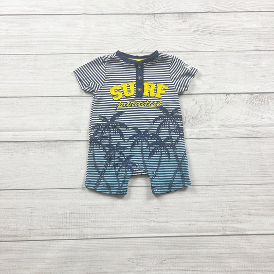 Petit Lem Baby Boy Romper Striped “Surf Paradise” One Piece 3 Months