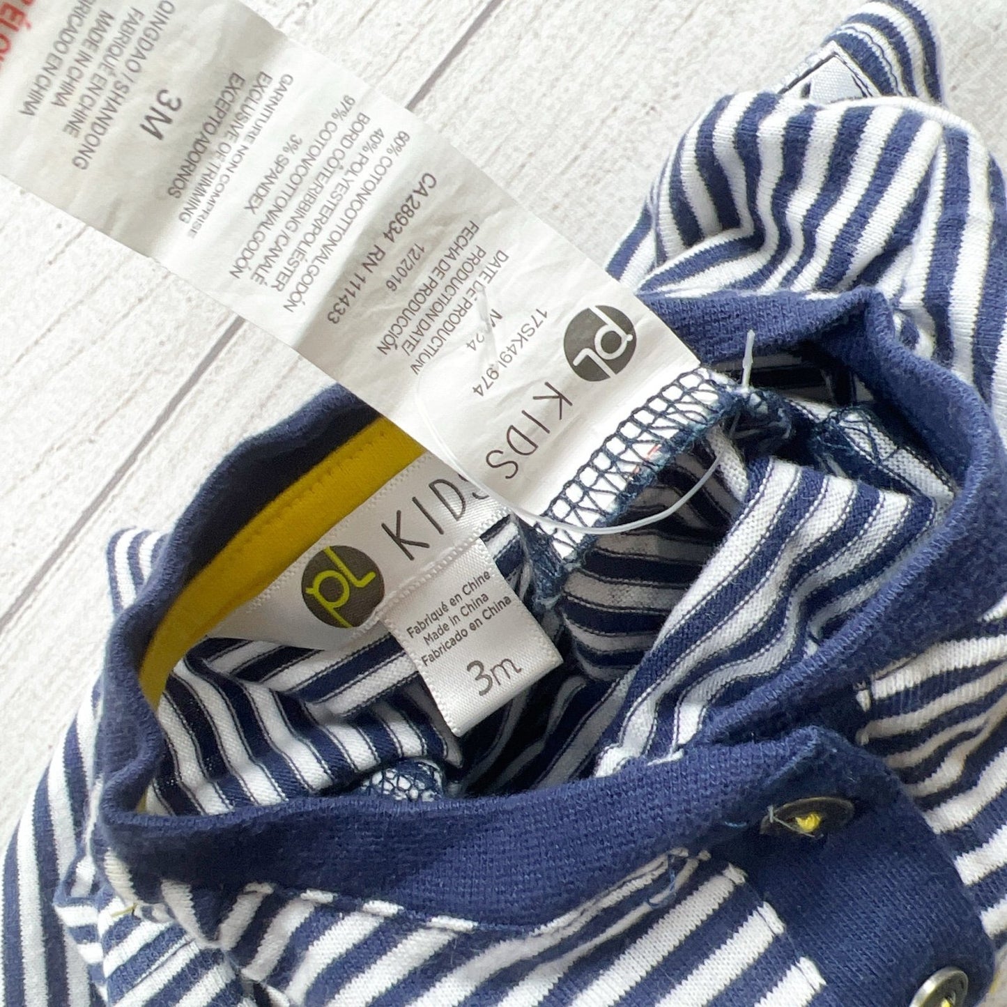 Petit Lem Baby Boy Romper Striped “Surf Paradise” One Piece 3 Months