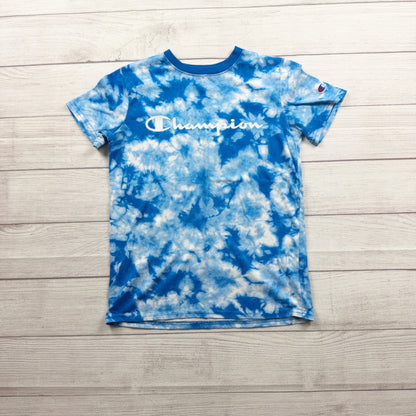 Champion Short Sleeve Tie Dye Blue White Graphic Tee Authentic Athleticwear M