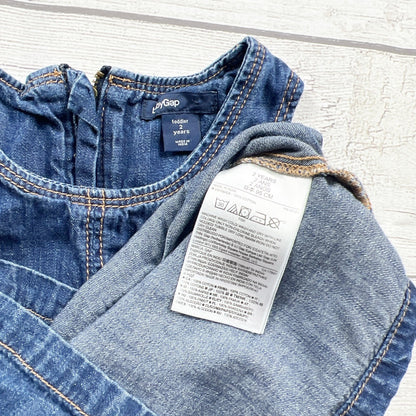 Gap Kids Blue Denim Sleeveless Toddler Shift Dress Jumper Pockets 2T
