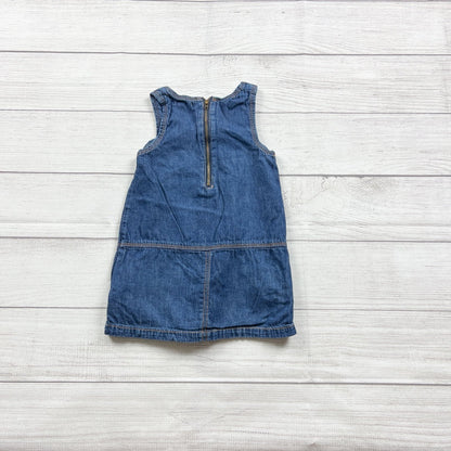 Gap Kids Blue Denim Sleeveless Toddler Shift Dress Jumper Pockets 2T