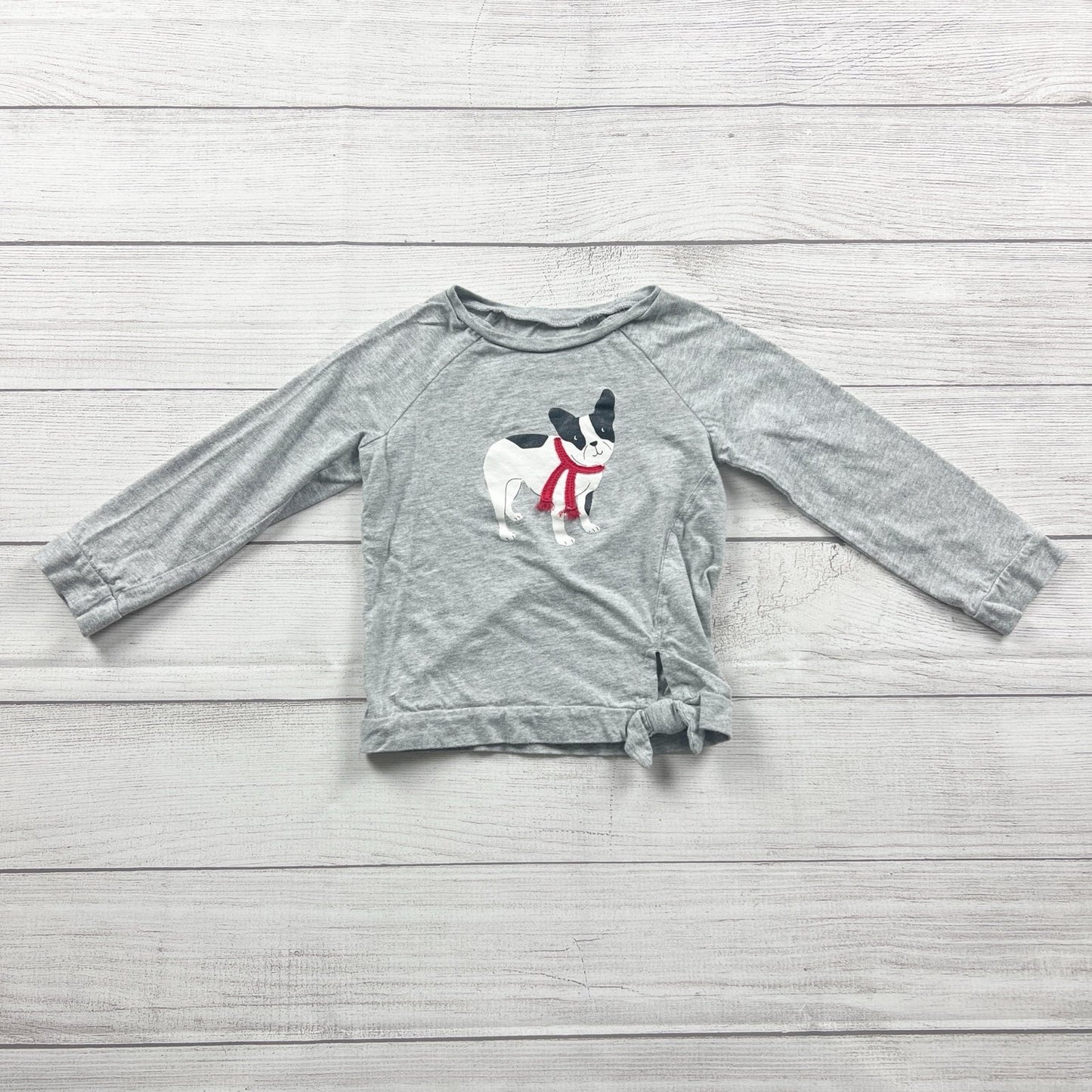 Carter’s Long Sleeve Shirt Toddler Girls French Bulldog Graphic Tie Hem Top 3T