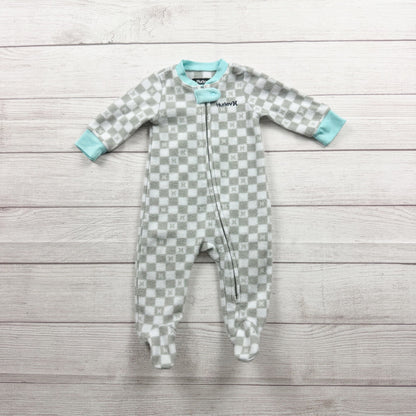 Hurley Baby Boys Checkered Fleece Footed Sleeper Pajamas One Piece 3-6 Months