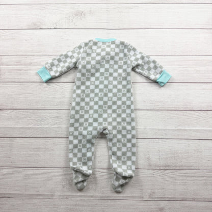 Hurley Baby Boys Checkered Fleece Footed Sleeper Pajamas One Piece 3-6 Months