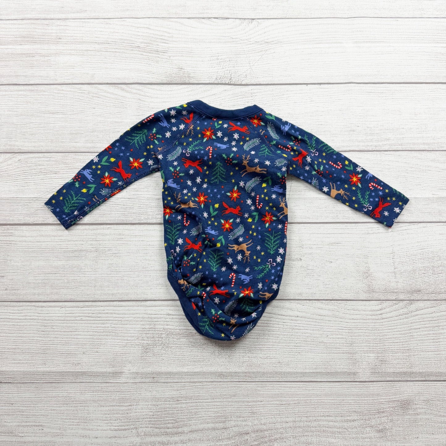 Hanna Andersson Baby Bodysuit Holiday Long Sleeve Kimono Wrap 6-12 Months