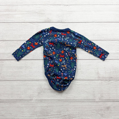 Hanna Andersson Baby Bodysuit Holiday Long Sleeve Kimono Wrap 6-12 Months