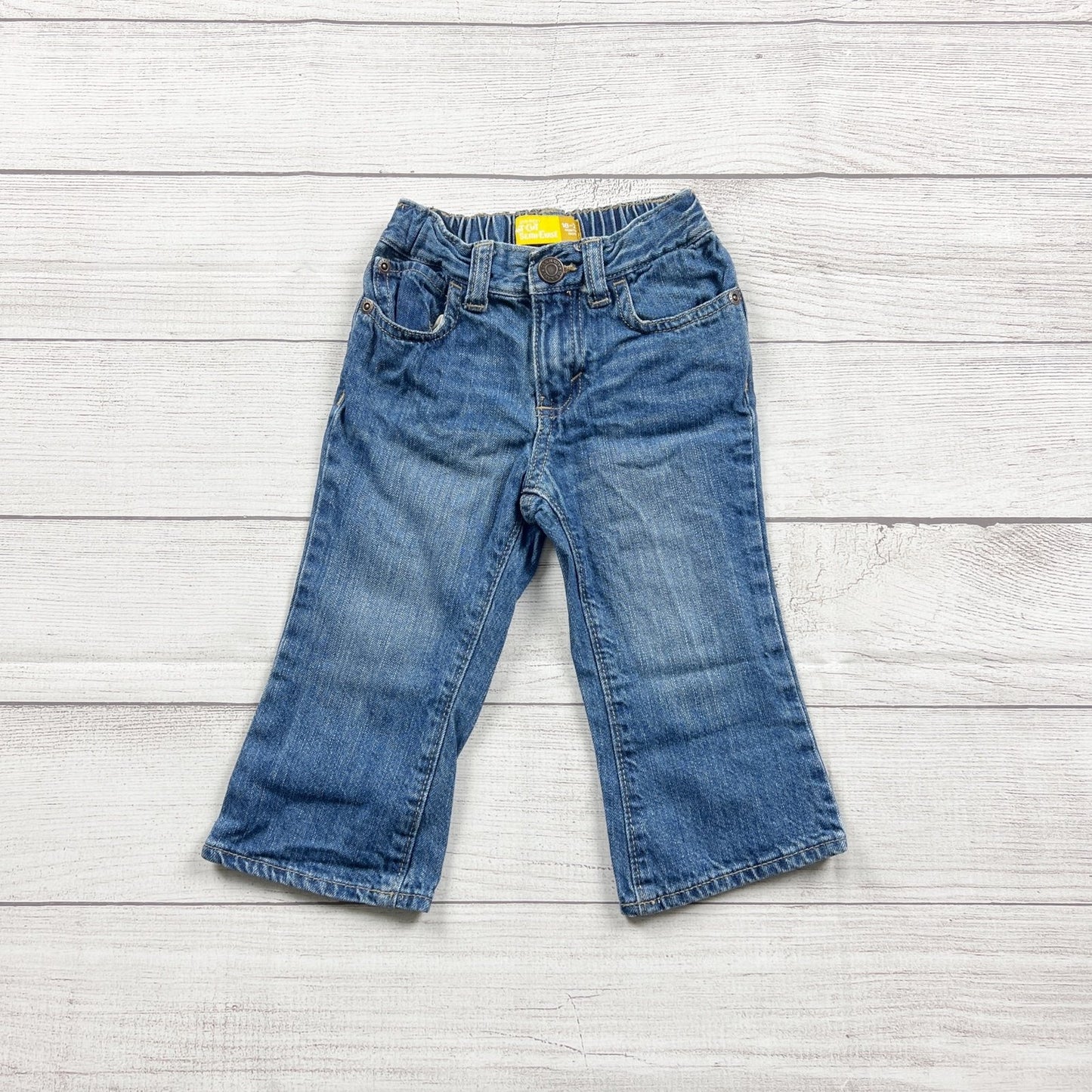 Old Navy Toddler Boy Bootcut Denim Jeans Adjustable Waist 18-24 Months