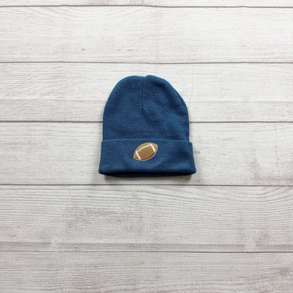 Knit Beanie Embroidered Football Patch Warm Winter Hat Toddler Unisex One Size