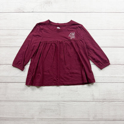 Old Navy Girls Maroon Long Sleeve Tunic Dress "Hoo Loves You" Embroidery S 6-7