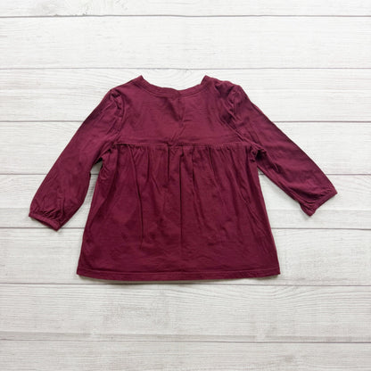 Old Navy Girls Maroon Long Sleeve Tunic Dress "Hoo Loves You" Embroidery S 6-7