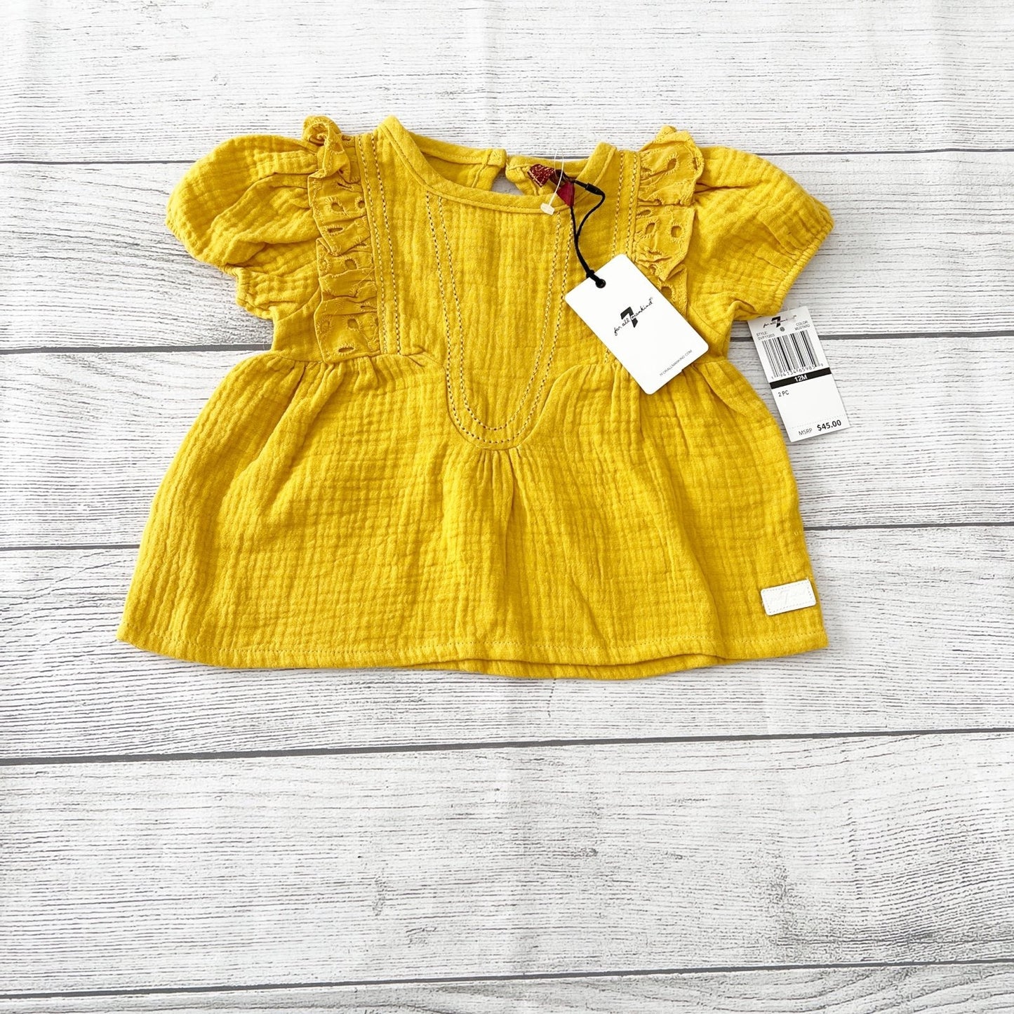 7 For All Mankind 7Fam Baby Girls 2 Piece Set Top Denim Jeans NWT 9-12 Months