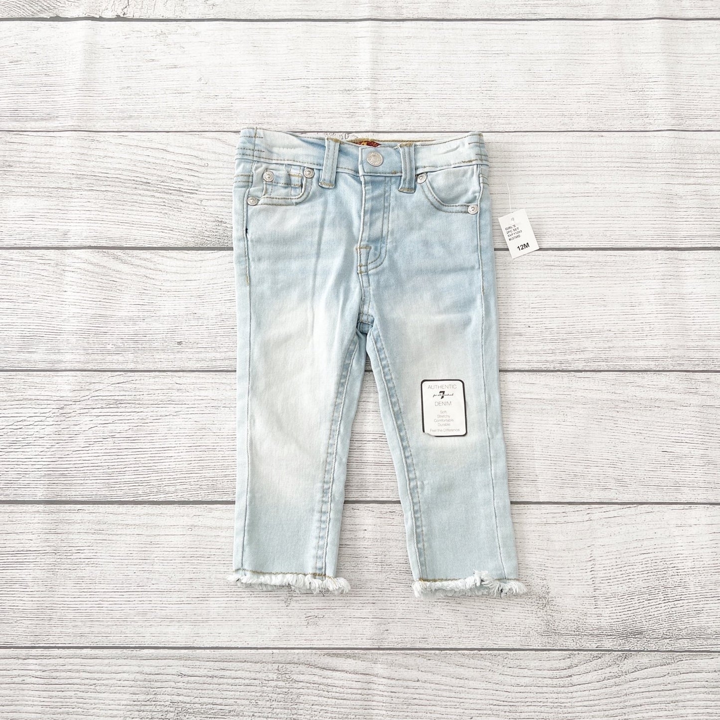 7 For All Mankind 7Fam Baby Girls 2 Piece Set Top Denim Jeans NWT 9-12 Months