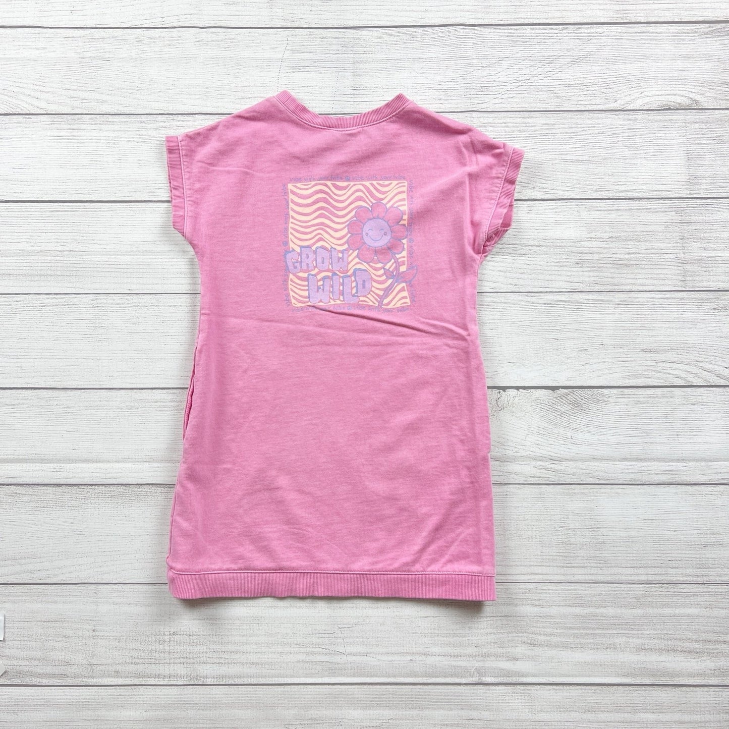 Cotton On Pink Girls T-Shirt Dress Front Pockets "Grow Wild" Graphic 6