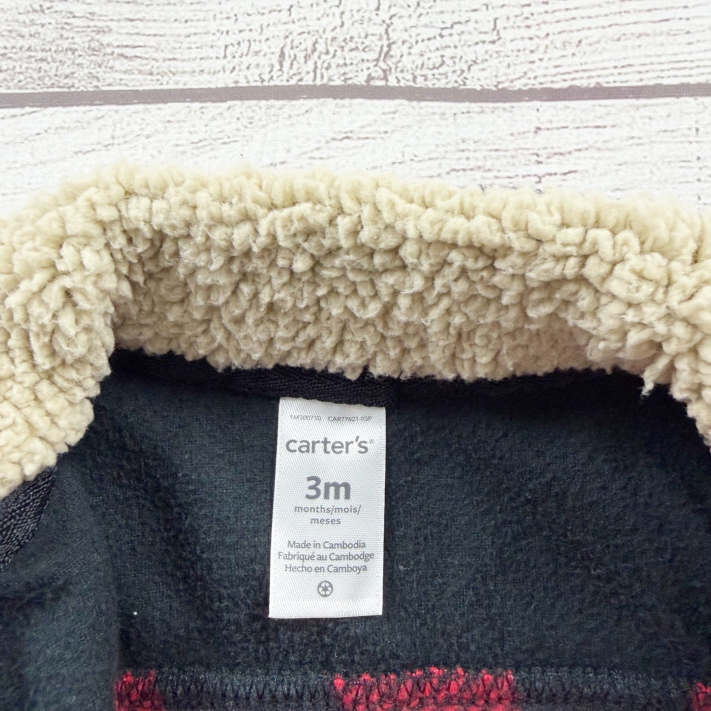 Carters Baby Buffalo Plaid Sherpa-Lined Fleece Vest Red & Black 0-3 Months