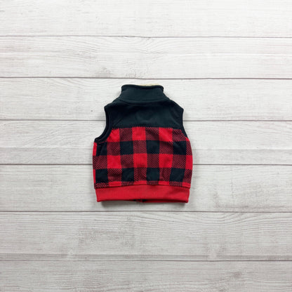 Carters Baby Buffalo Plaid Sherpa-Lined Fleece Vest Red & Black 0-3 Months
