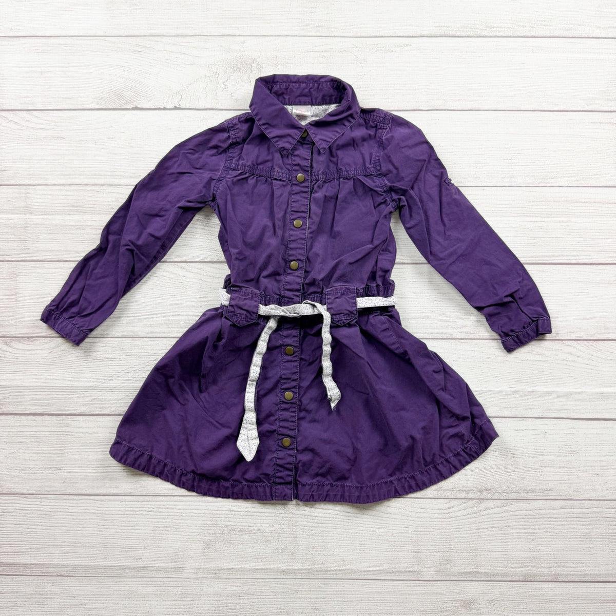 Little Miss Attitude Purple Button Front Belted Shirt Dress Girls 6