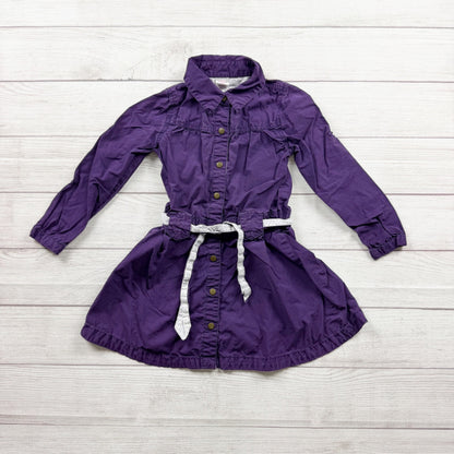 Little Miss Attitude Purple Button Front Belted Shirt Dress Girls 6
