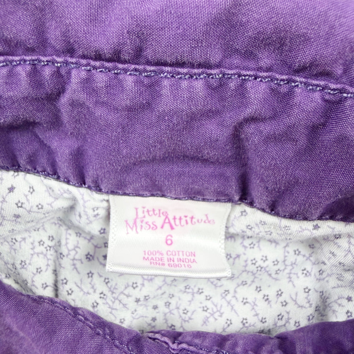 Little Miss Attitude Purple Button Front Belted Shirt Dress Girls 6