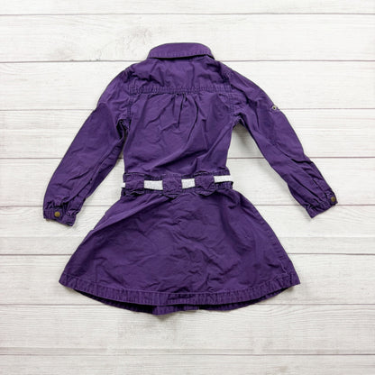Little Miss Attitude Purple Button Front Belted Shirt Dress Girls 6