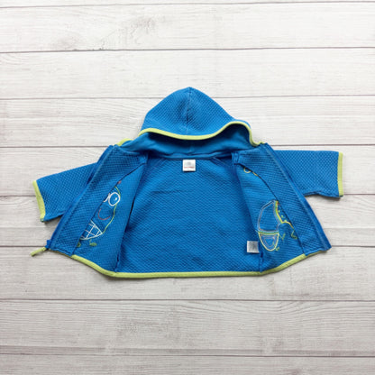 Hanna Andersson Baby Zip Up Hoodie Caterpillar Bee Blue Cotton Blend 6-12 Months