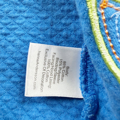 Hanna Andersson Baby Zip Up Hoodie Caterpillar Bee Blue Cotton Blend 6-12 Months