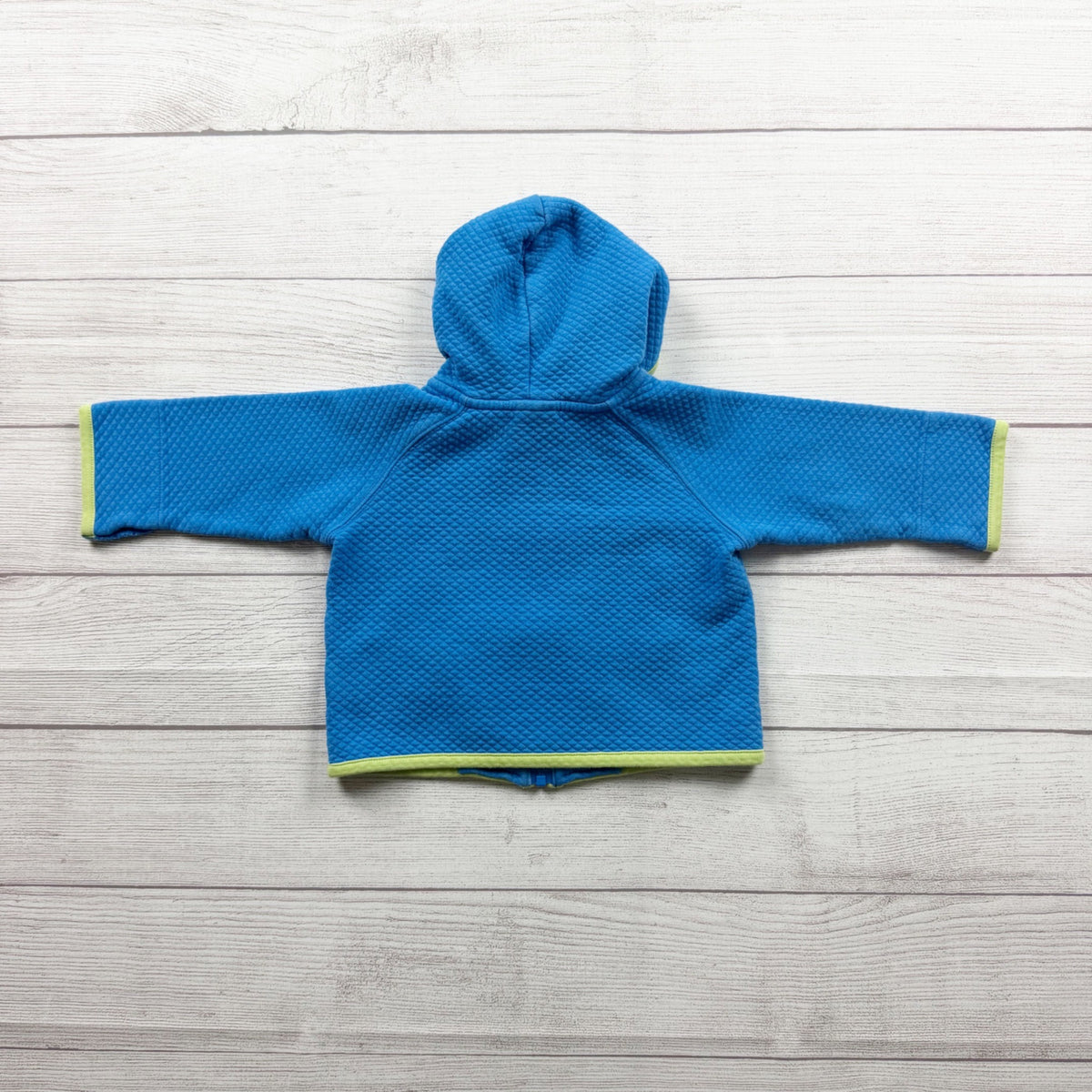 Hanna Andersson Baby Zip Up Hoodie Caterpillar Bee Blue Cotton Blend 6-12 Months
