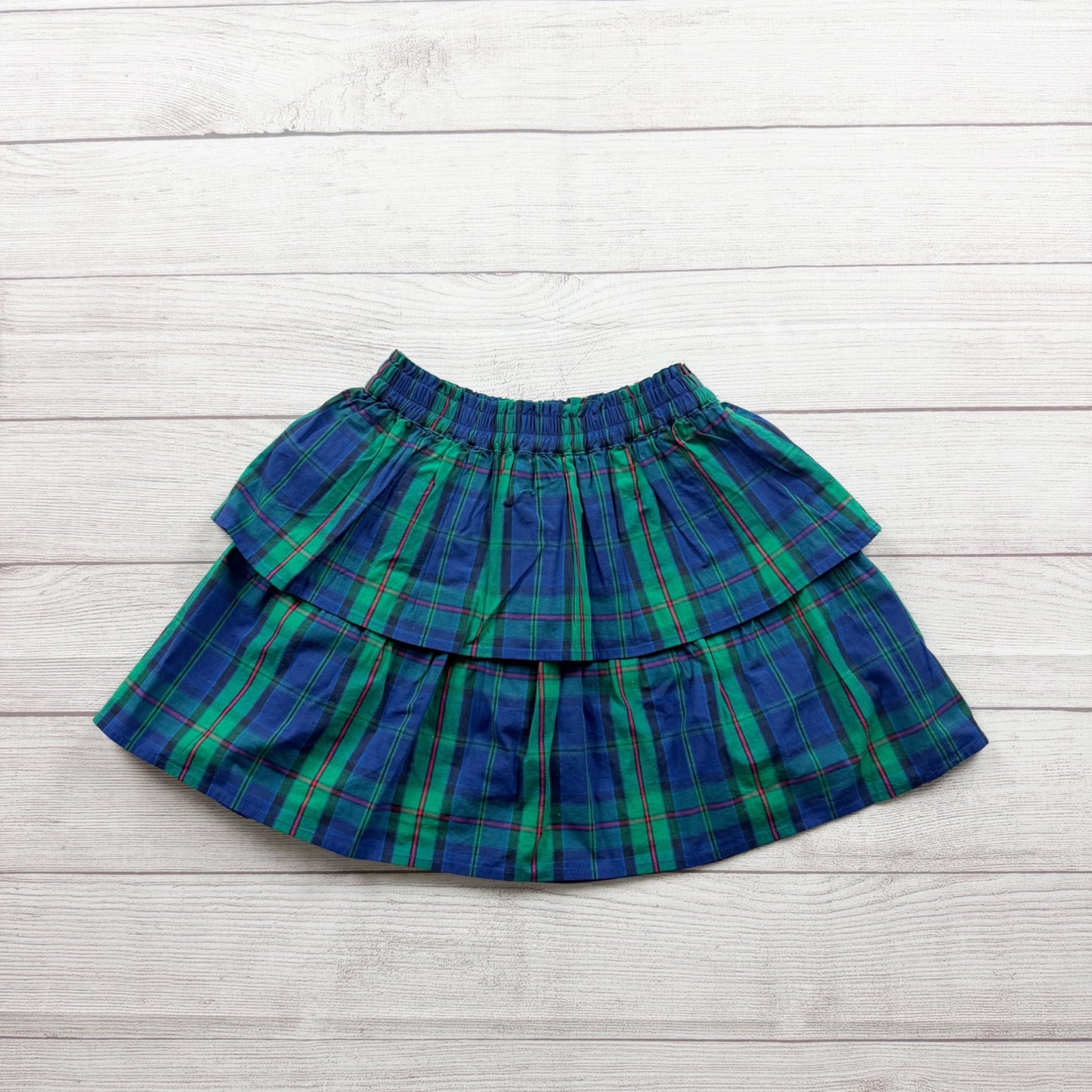 Crewcuts Girls Blue Green Plaid Layered Skirt 10