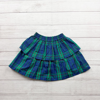 Crewcuts Girls Blue Green Plaid Layered Skirt 10