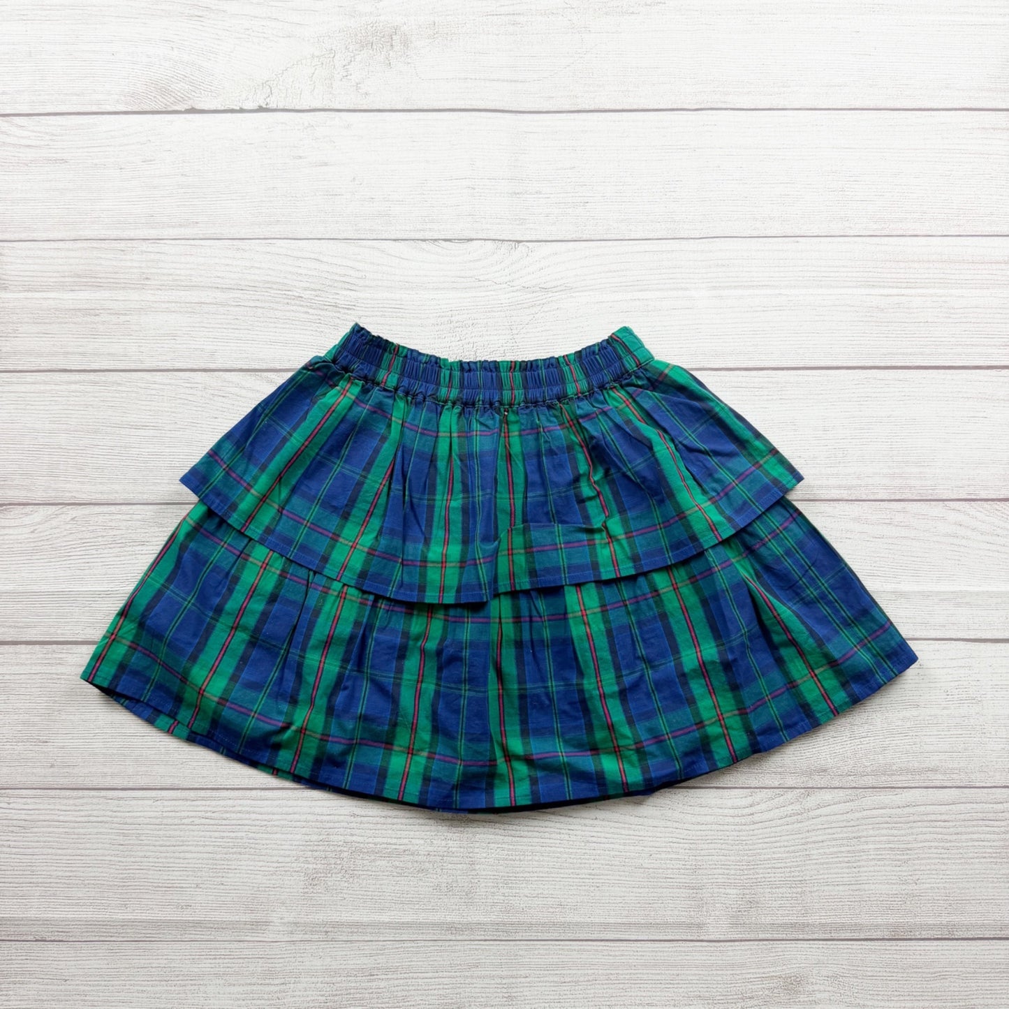 Crewcuts Girls Blue Green Plaid Layered Skirt 10