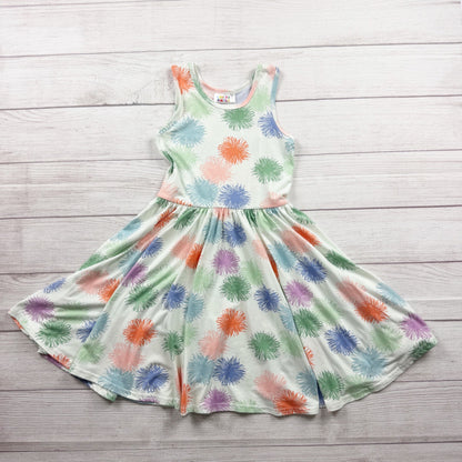 Dot Dot Smile DDS Girls Twirl Dress Rainbow Firework Sleeveless Stretch 7