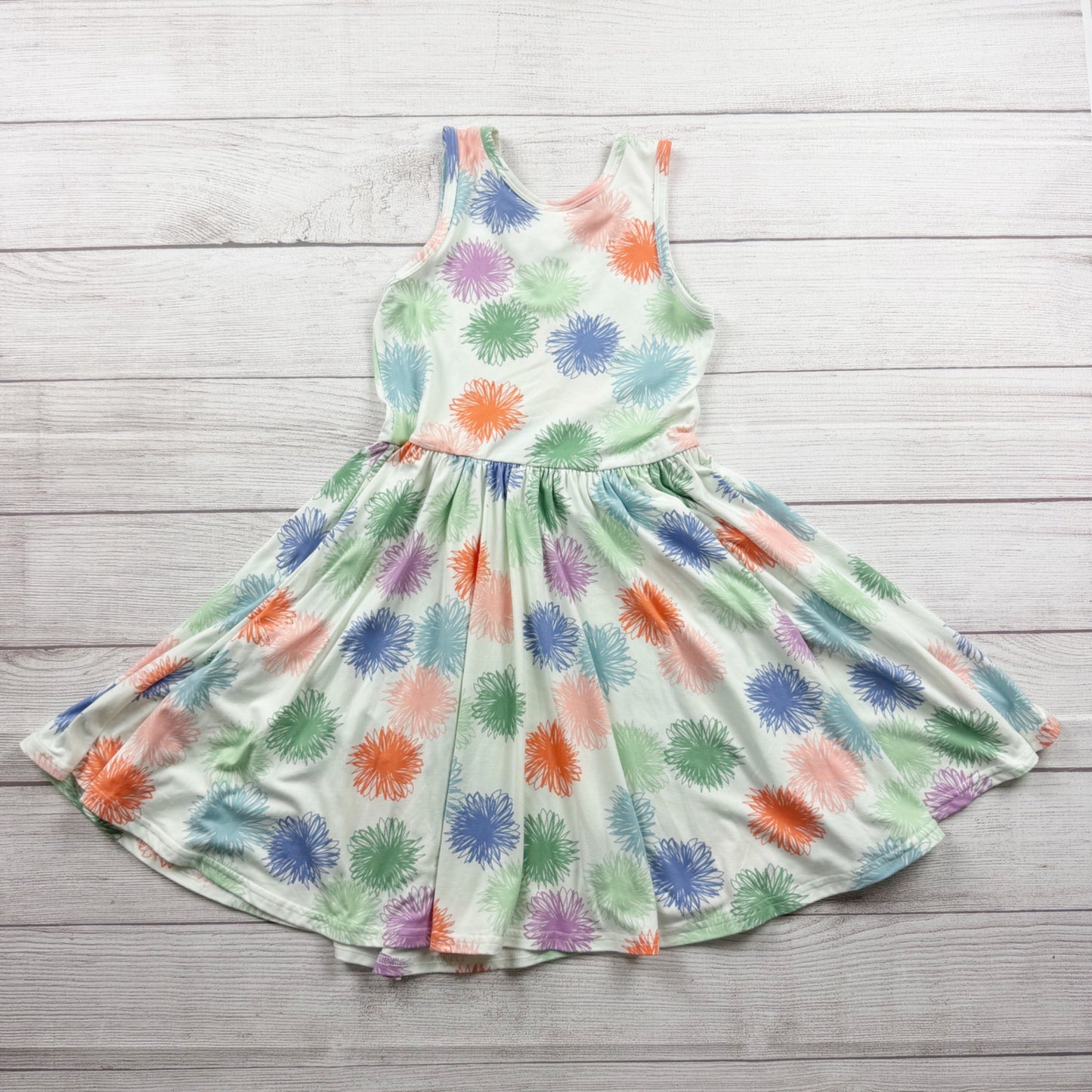 Dot Dot Smile DDS Girls Twirl Dress Rainbow Firework Sleeveless Stretch 7