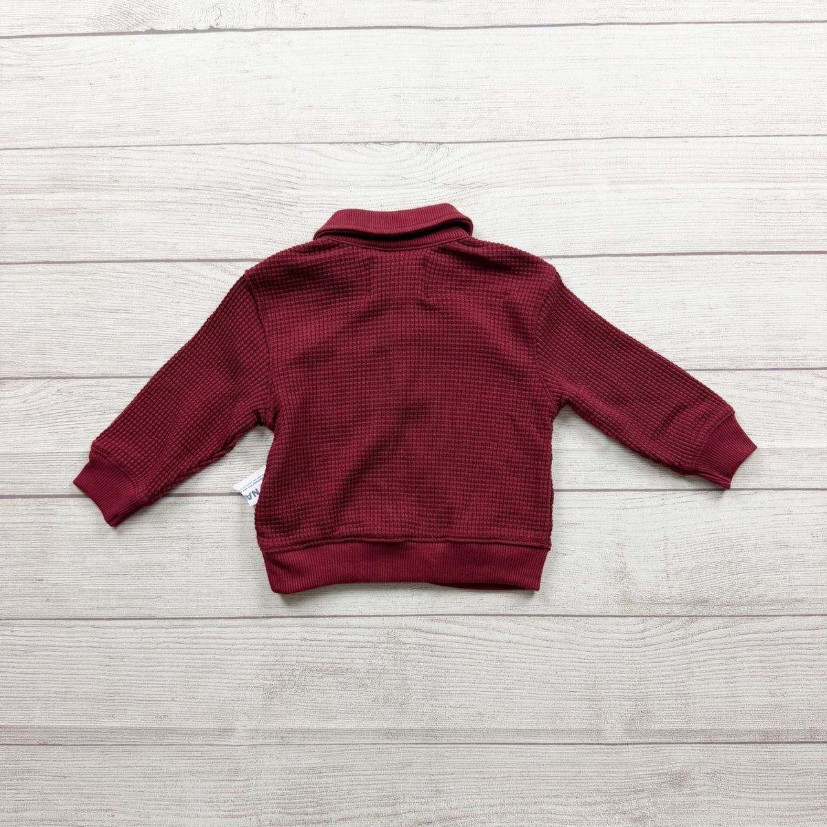 Old Navy Baby Boy Maroon Waffle Knit Polo Front Pocket NWT 12-18 Months