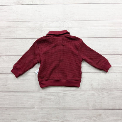 Old Navy Baby Boy Maroon Waffle Knit Polo Front Pocket NWT 12-18 Months